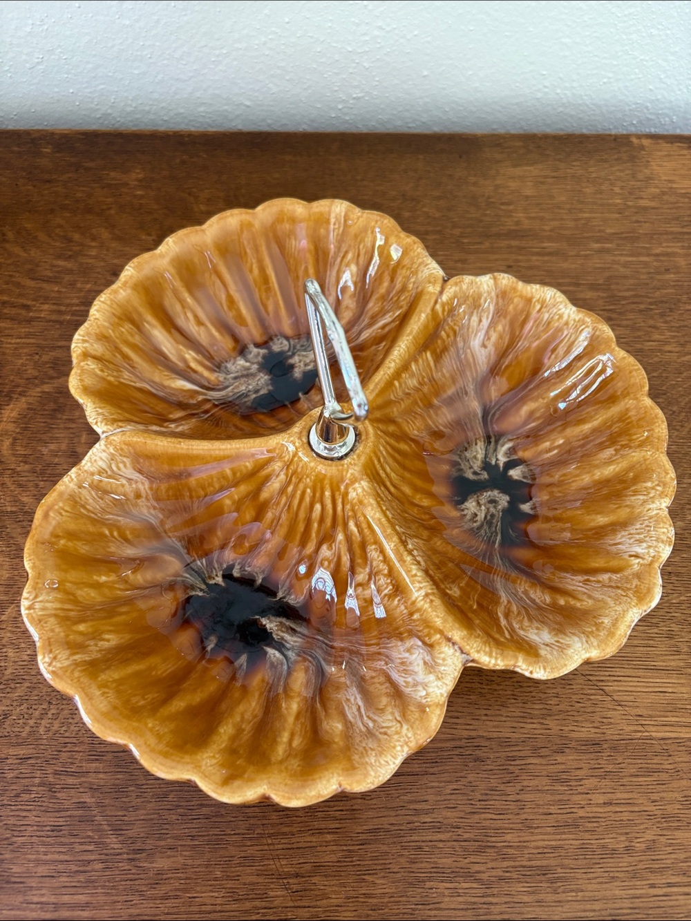 Wade California Pottery Amber Resin Three-Section Serving Dish 1950-60’s